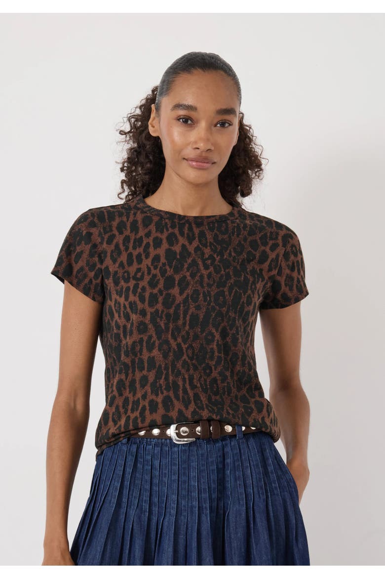 Printed Slim Fit Slub T-shirt, Main, color, Soft Leopard