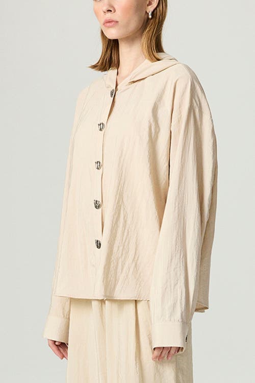 Nocturne Hooded Shirt With Snap Button Details In Neutral