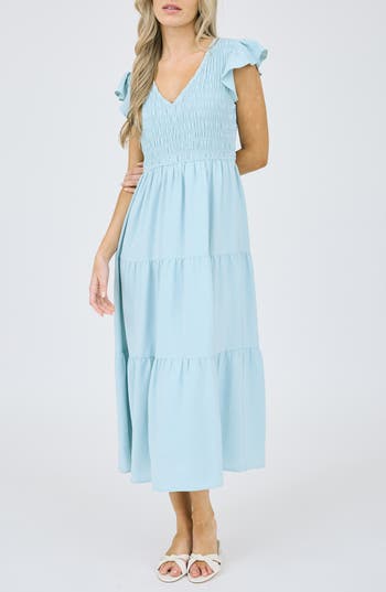BLU PEPPER BLU PEPPER FLUTTER SLEEVE MIDI DRESS 