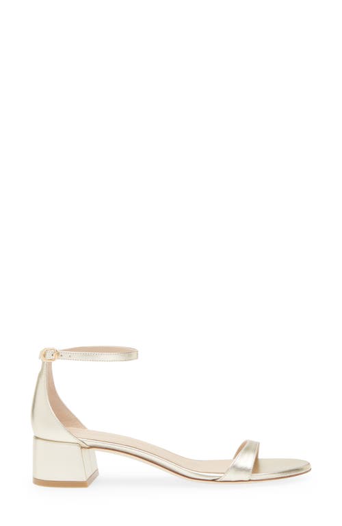 Stuart Weitzman Nudist Metallic Ankle-strap Sandals In Light Gold