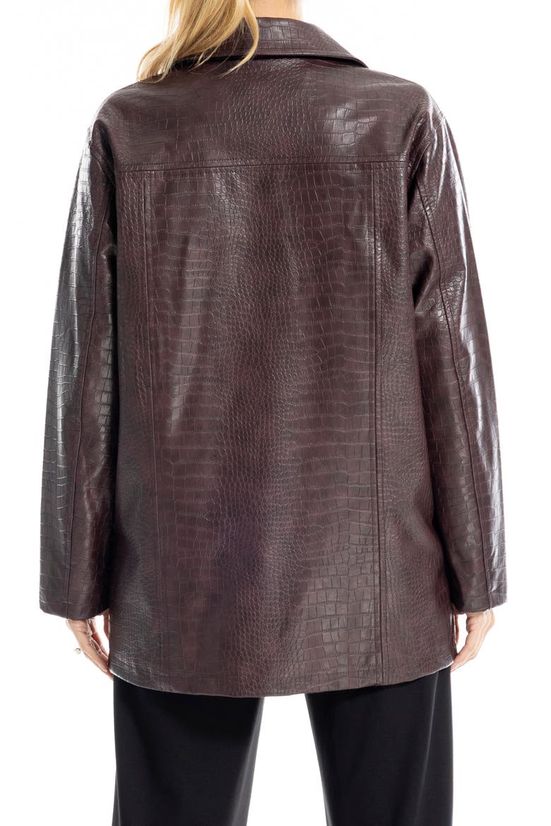 Oversize Croc-Embossed Faux Leather Jacket, Alternate, color, CARBERNET