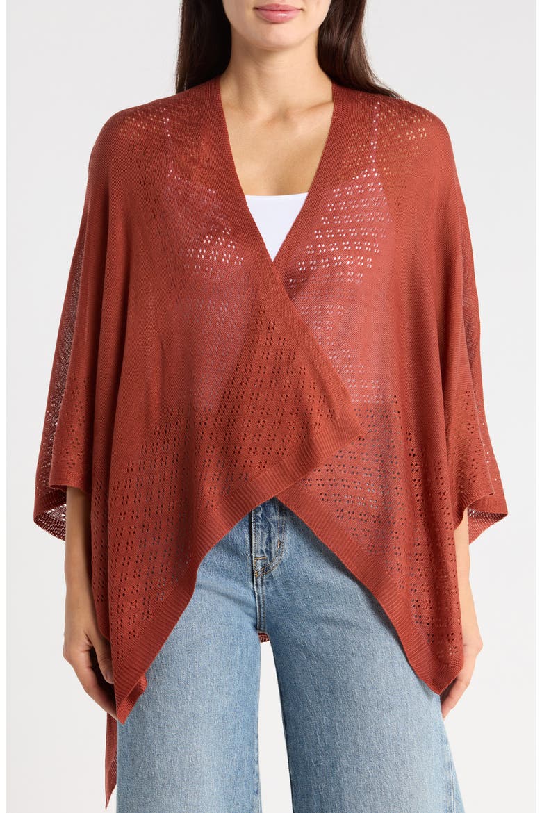 Cropped Pointelle Topper, Main, color, BURNT HENNA