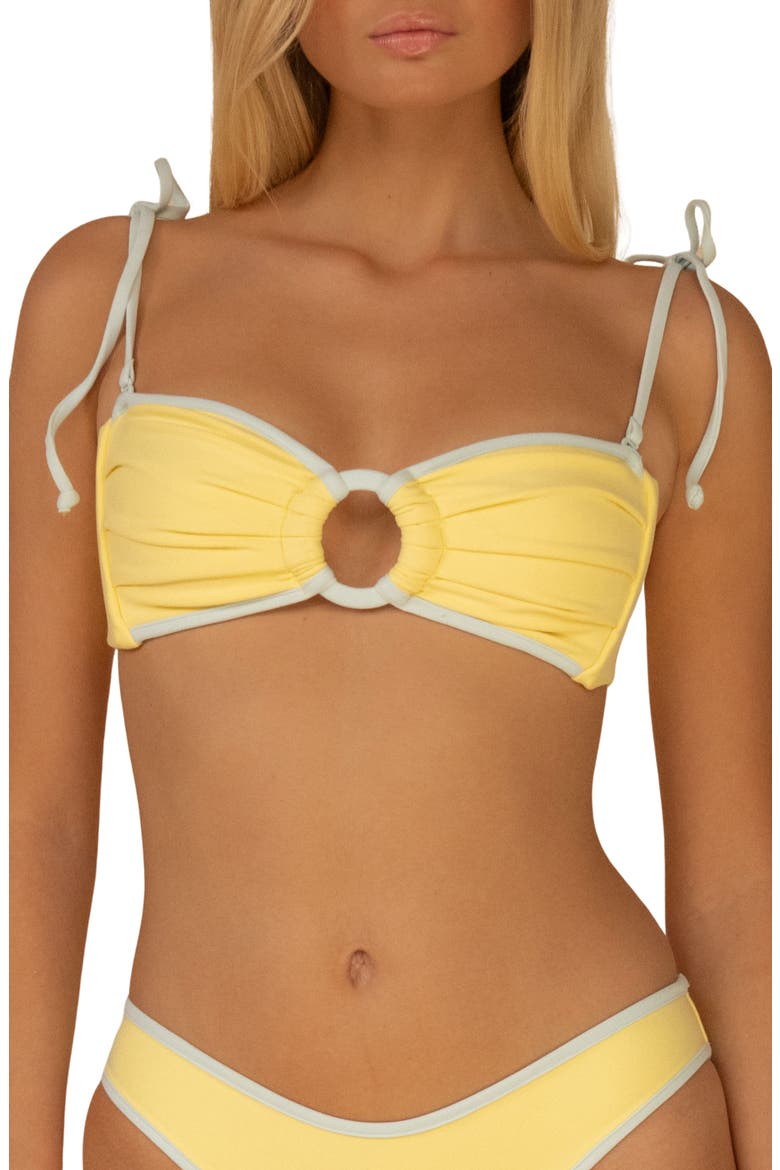 Sunshine Binded Tori Ties Bandeau Bikini Top, Main, color, SUNSHINE