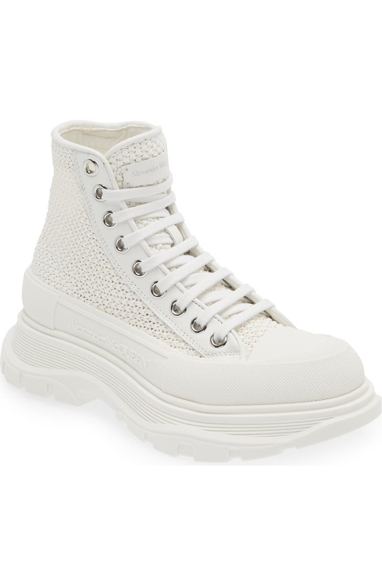 McQueen Tread Slick Woven Raffia High Top Sneaker, Main, color,