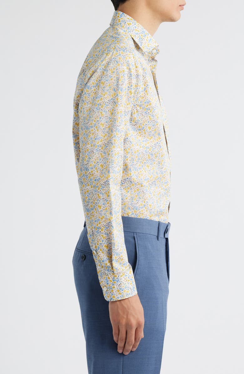 Jack Victor Laurendeau Floral Cotton Button-Up Shirt, Alternate, color, Yellow