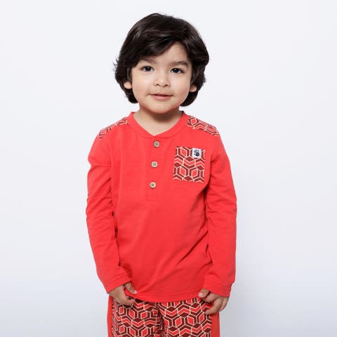 Boys Pocket Long-Sleeve Henley Shirt