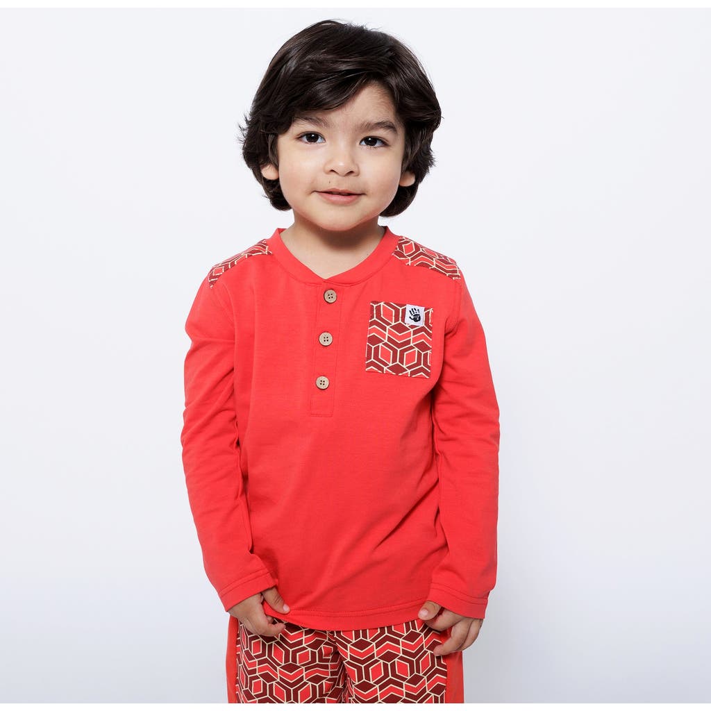 Mixed Up Clothing Boys Pocket Long-Sleeve Henley Shirt in Red  product