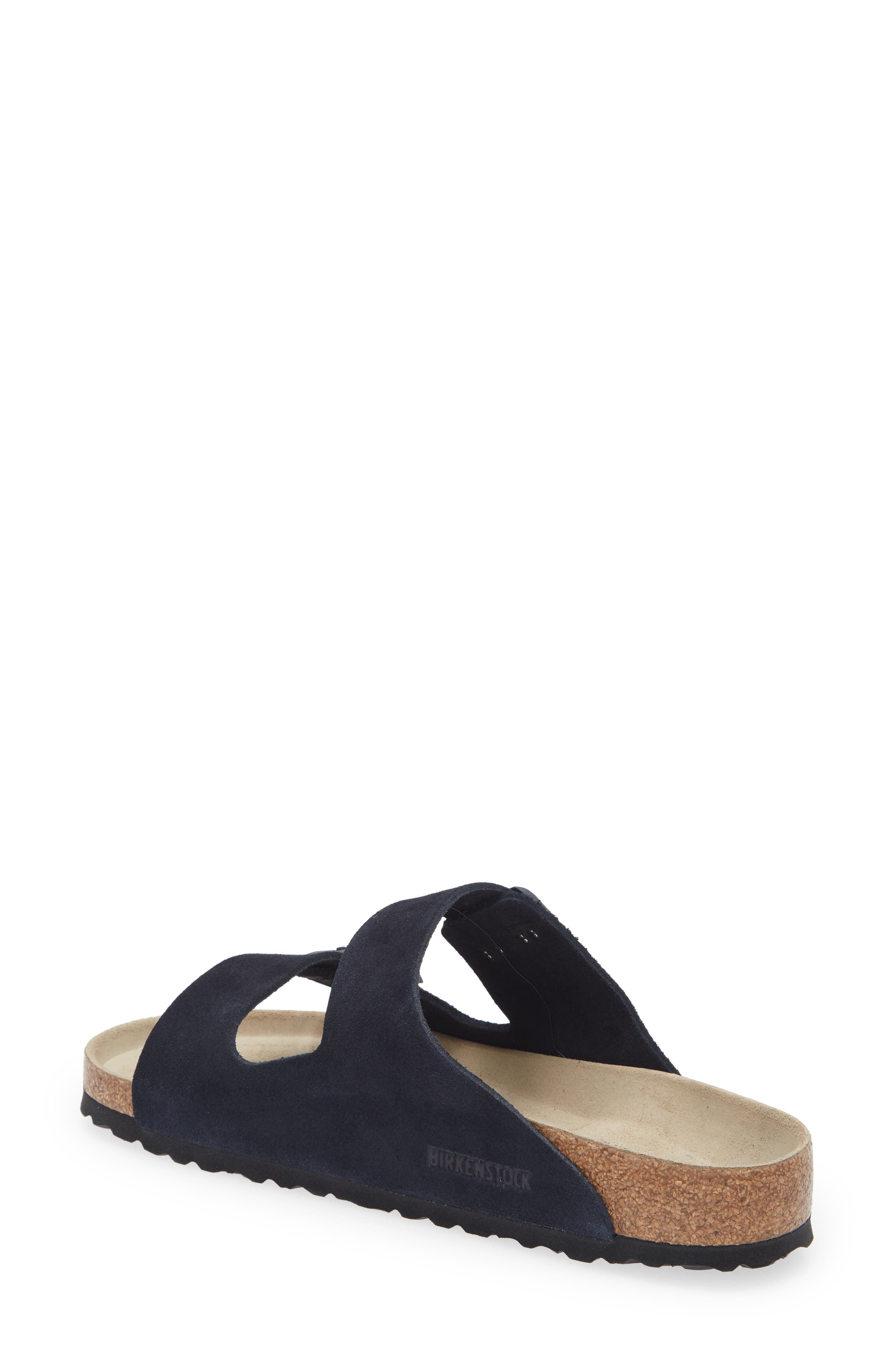 Birkenstock Arizona Soft Slide Sandal, Alternate, color, Midnight Suede