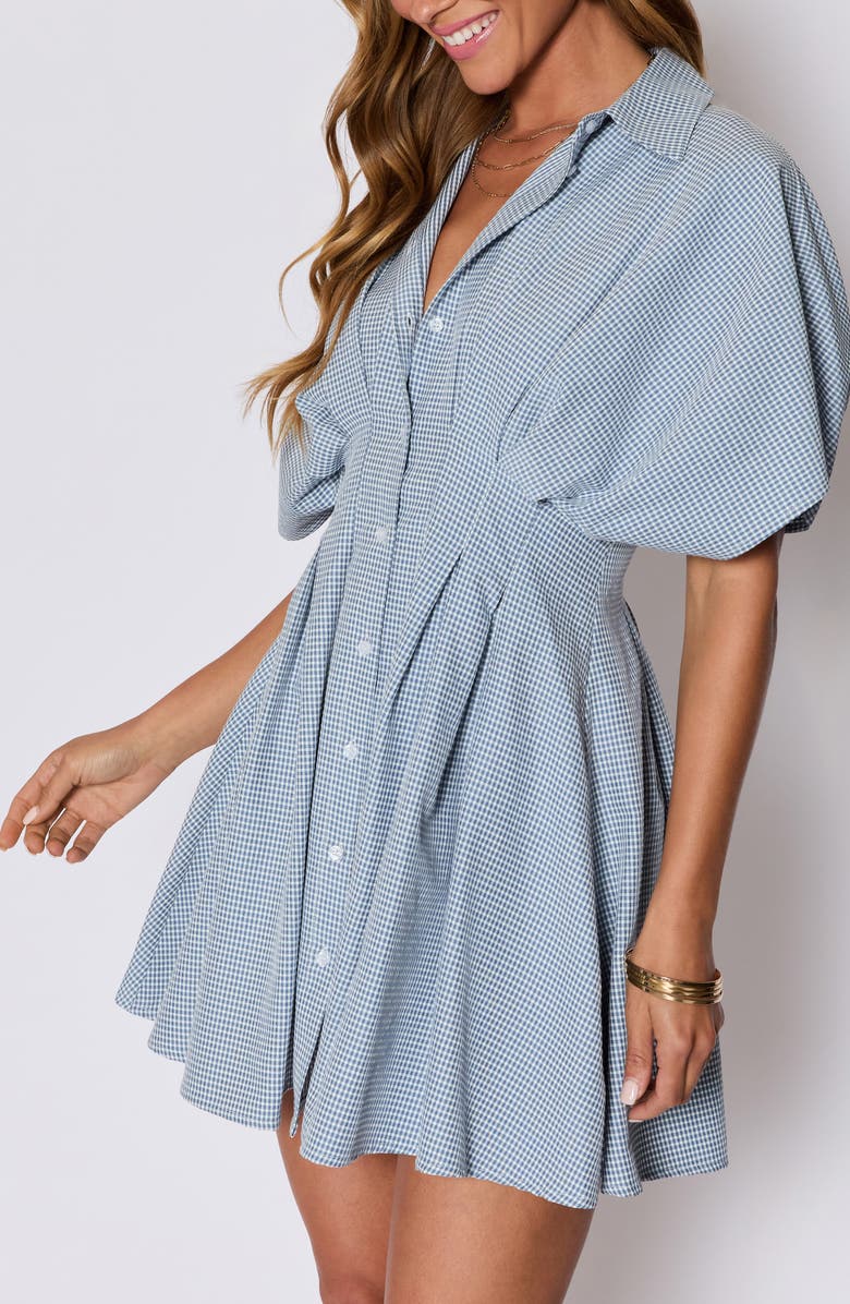 VICI Collection Benson Pleated Shirtdress, Alternate, color, Blue/ White