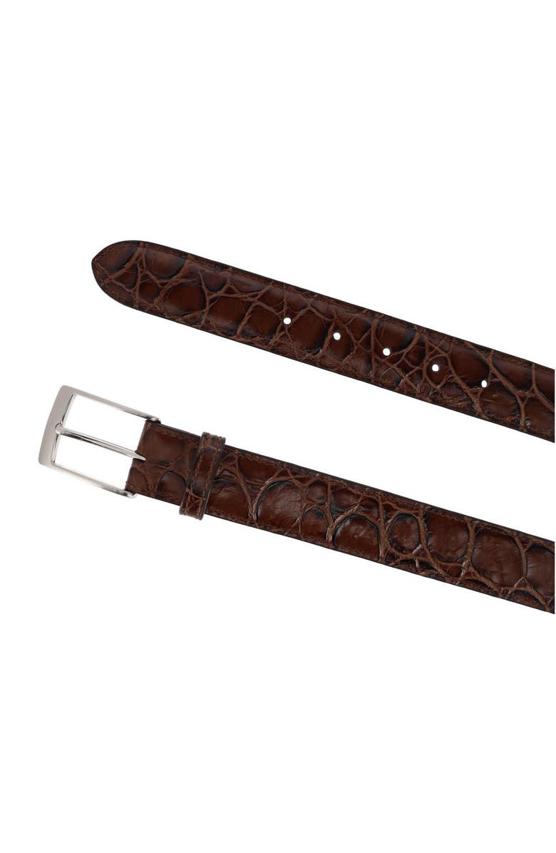 Trafalgar Toby Mock Turtle Embossed Italian Leather 35mm Belt, Alternate, color, Brown