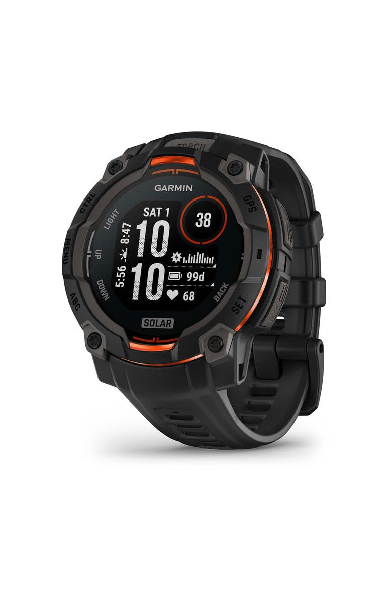 Garmin Instinct 3, 45mm Solar, Black/Black, Main, color, Black And Orange
