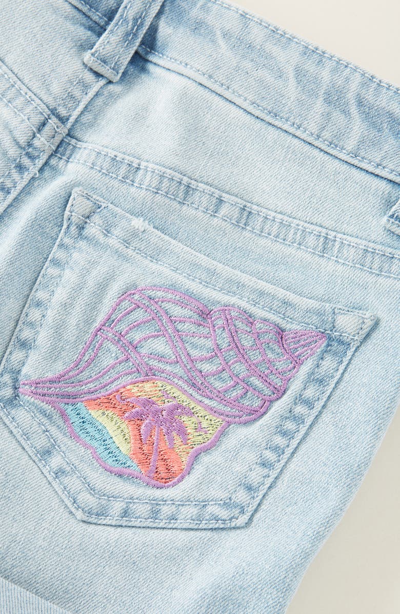 Tucker + Tate Kids' Embroidered Denim Shorts, Alternate, color, Light Indigo Wash Seashell