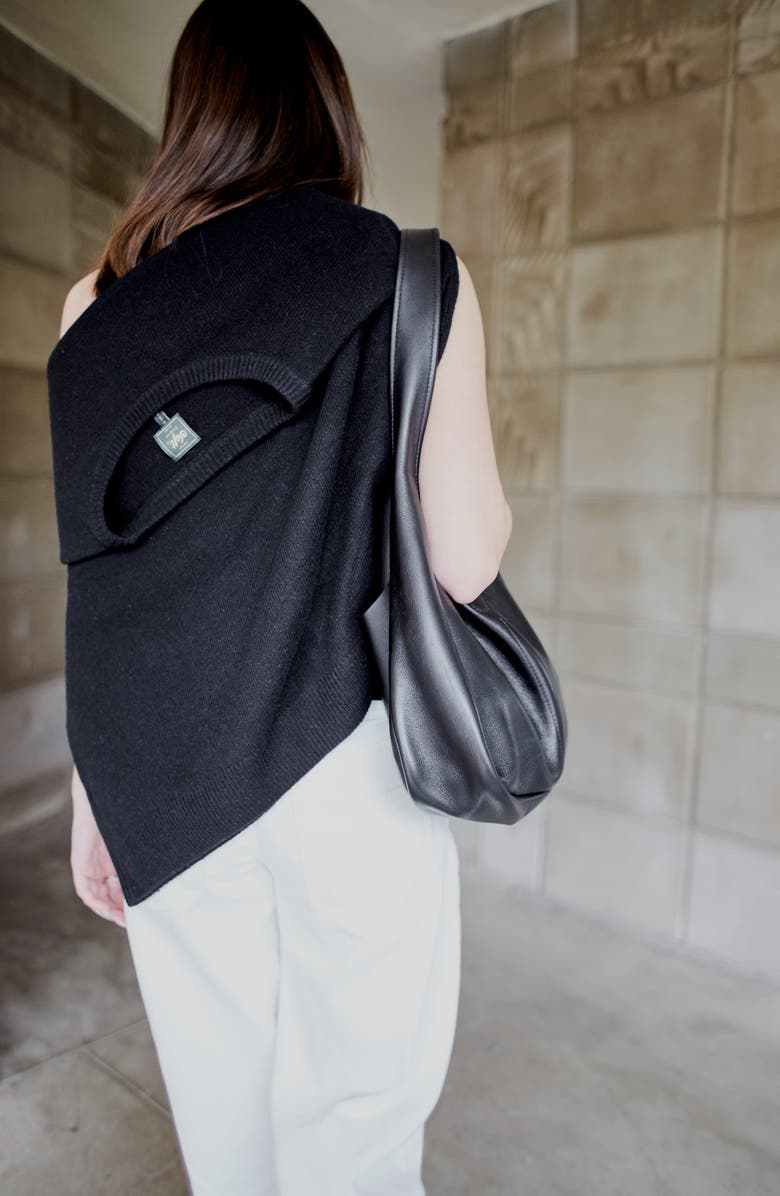 Ezra Arthur Phoebe Leather Hobo Soft Nappa Shoulder Bag, Alternate, color, Black