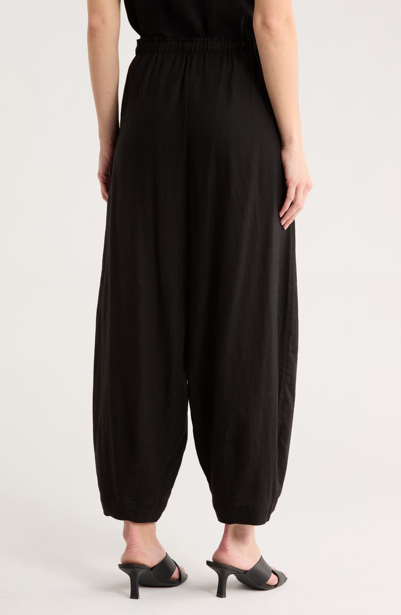 MAX STUDIO Harem Linen Blend Pants, Alternate, color, Black