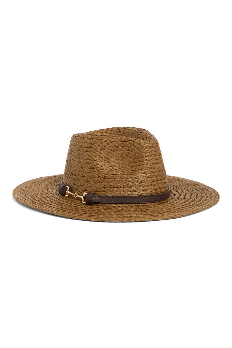 Horsebit Straw Panama Hat, Main, color, CHOCOLATE