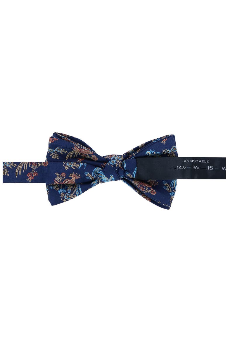 Birds of Prosperity Silk Bow Tie, Alternate, color, NAVY