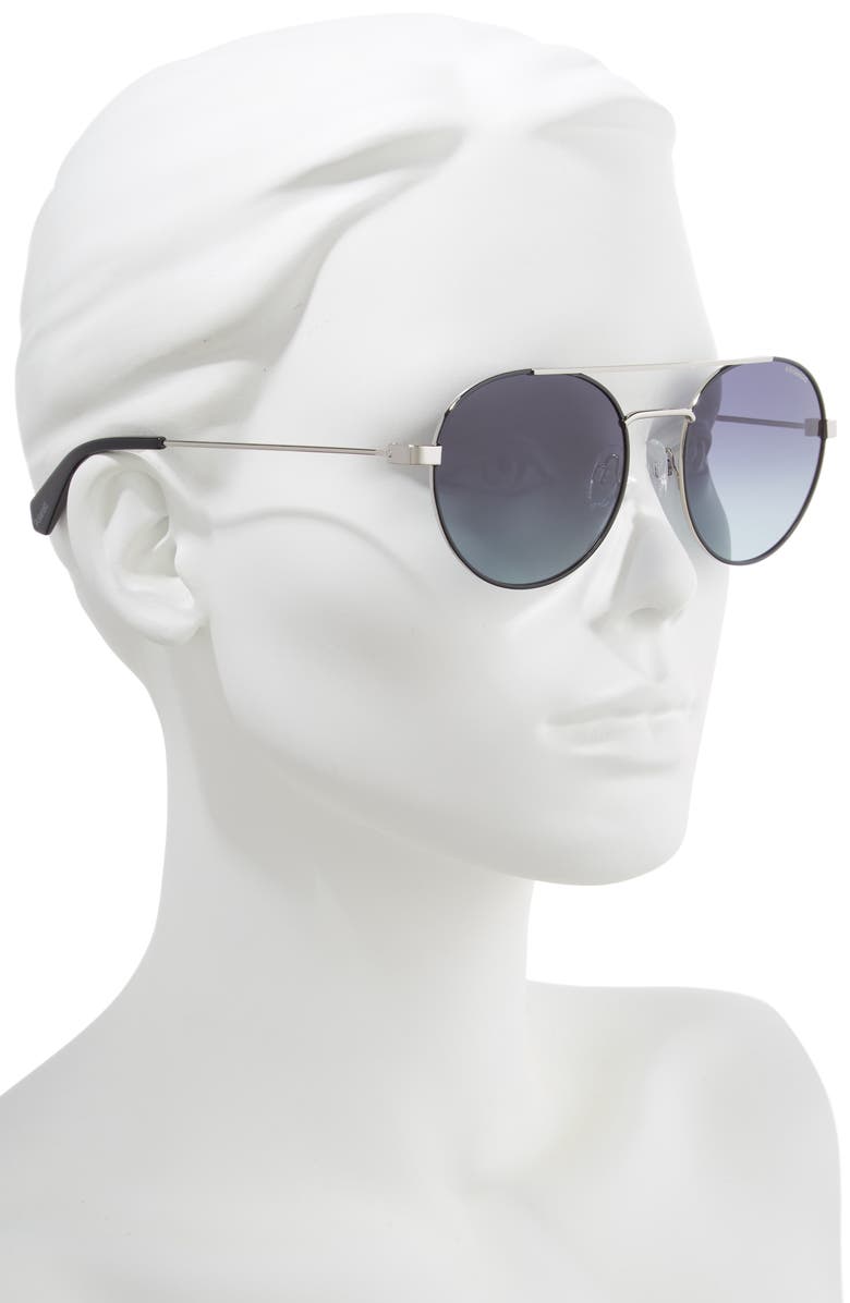 Polaroid 55mm Polarized Round Aviator Sunglasses, Alternate, color, 