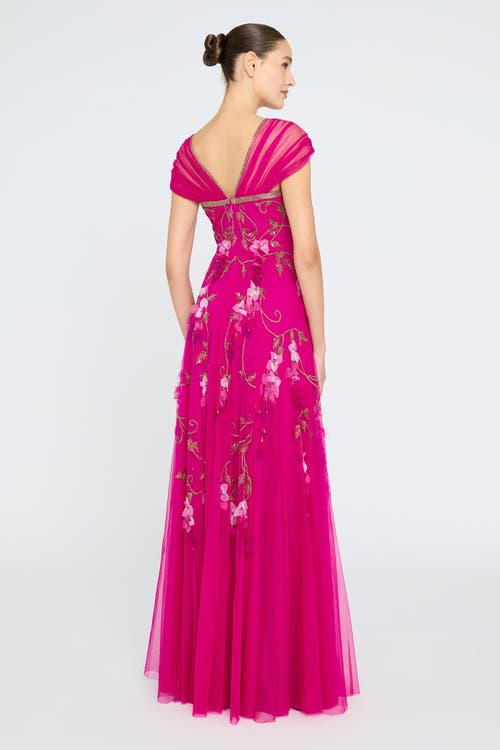 Theia Giana Beaded Gown In Pink