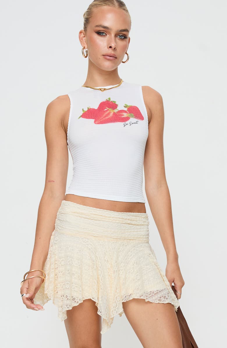 Princess Polly Lifas Lace Miniskirt, Alternate, color, Light Beige