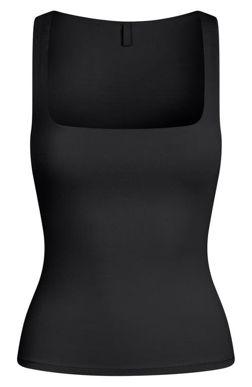 Skims Smooth Layers Square Neck Tank In Black