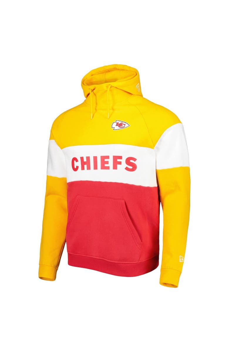 New Era Men's New Era Red/Gold Kansas City Chiefs Colorblock Current Pullover Hoodie, Alternate, color, Red