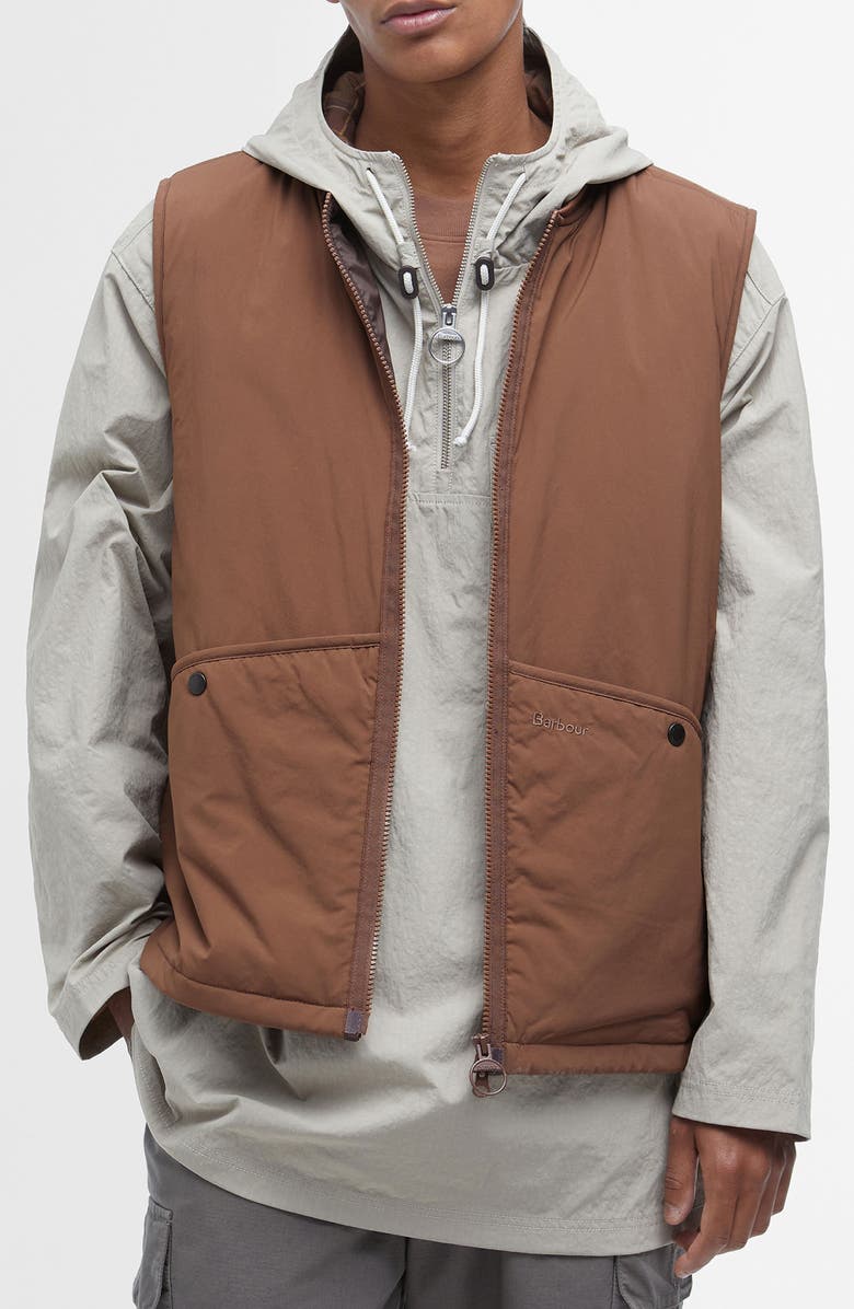 Barbour Bomber Zip Vest, Main, color, Redwood