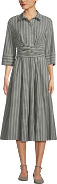 Lands' End Poplin Midi Wrap Front Dress