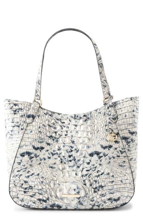 Celina Croc Embossed Leather Bucket Bag