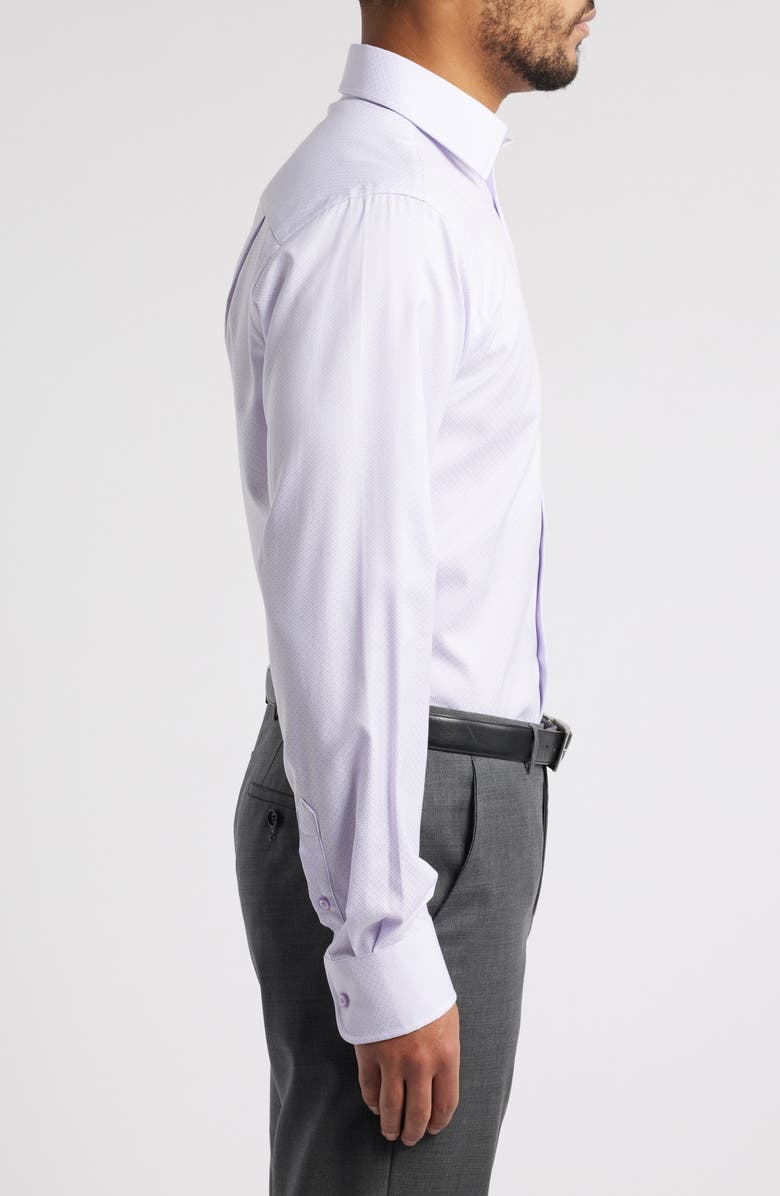 David Donahue Trim Fit Check Cotton Dress Shirt, Alternate, color, Lilac