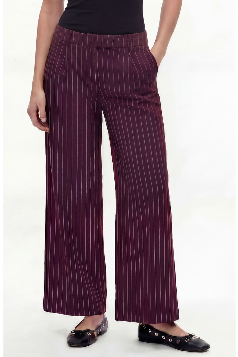 Fernanda Pinstripe Wide Leg Pants, Main, color, BURGUNDY W/ WHITE PINSTRIPE