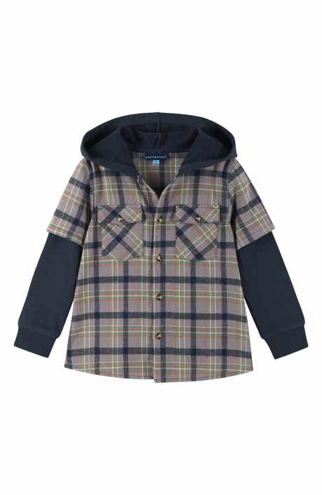 Andy & Evan Kids' Layered Look Plaid Hoodie