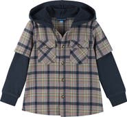Andy & Evan Kids' Layered Look Plaid Hoodie