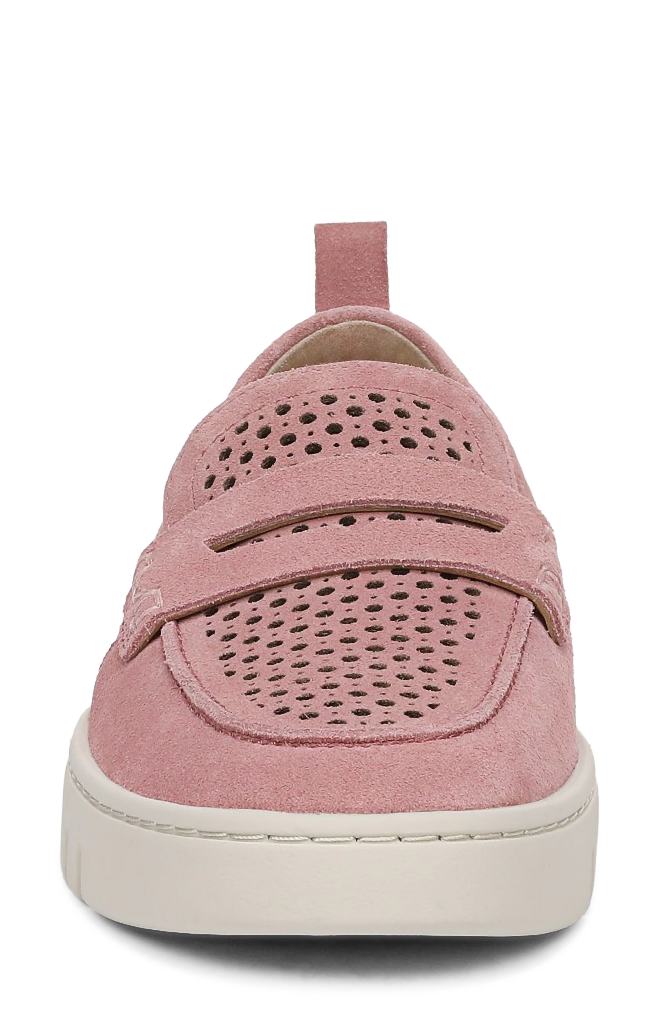 Uptown Perf Penny Loafer, Alternate, color, CINDER ROSE SUEDE