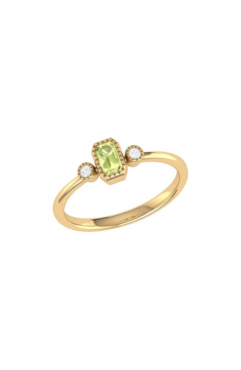 La Vie Emerald Cut Peridot & Diamond Ring - 0.04ct.