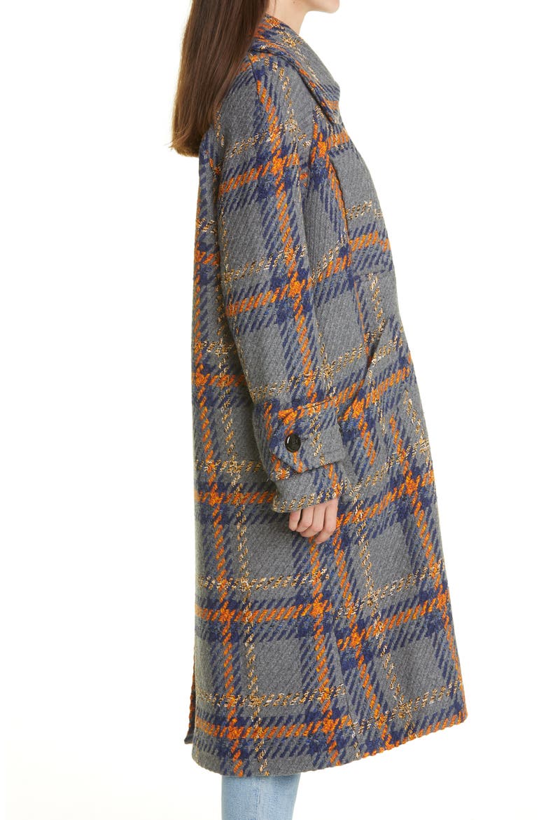 Rodbejer Lonore Plaid Wool Blend Coat, Alternate, color, 9004 DARK GREY