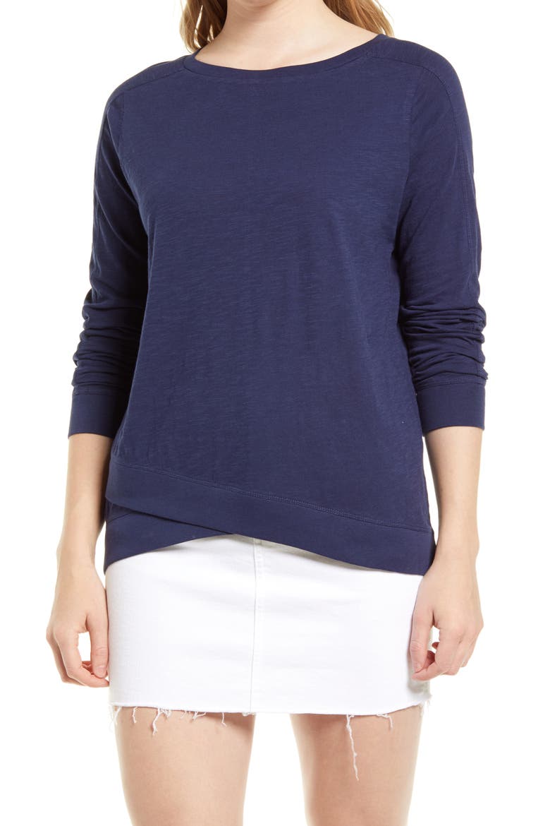 Cross Hem Tunic T-Shirt, Main, color, NAVY PEACOAT