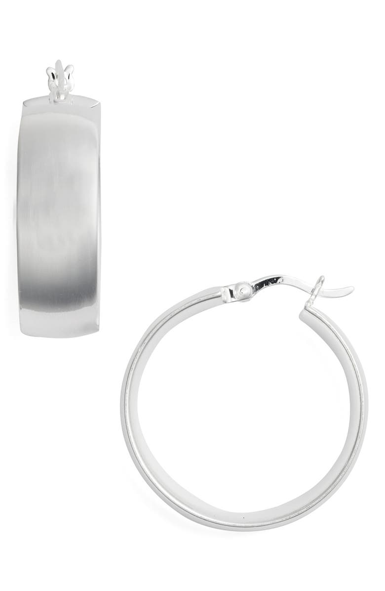 Argento Vivo Sterling Silver Argento Vivo Flat Edge Hoop Earrings, Main, color, 