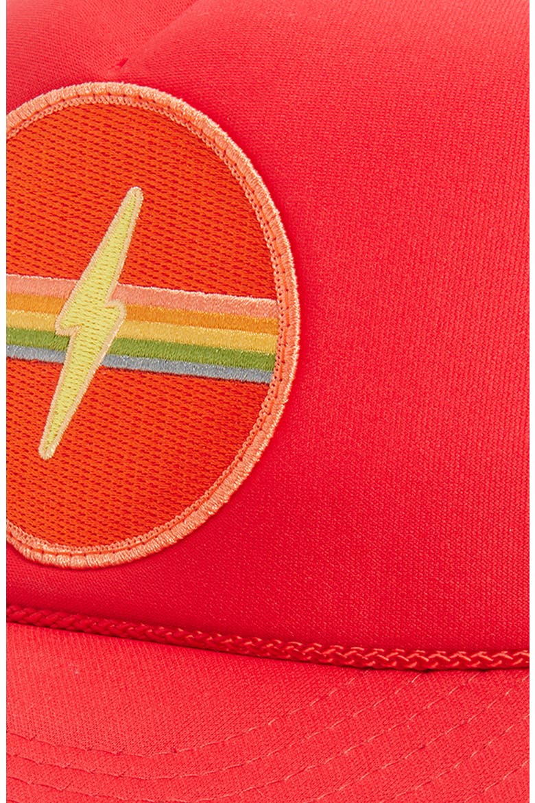 Electric Rainbow Trucker Hat, Alternate, color, RED