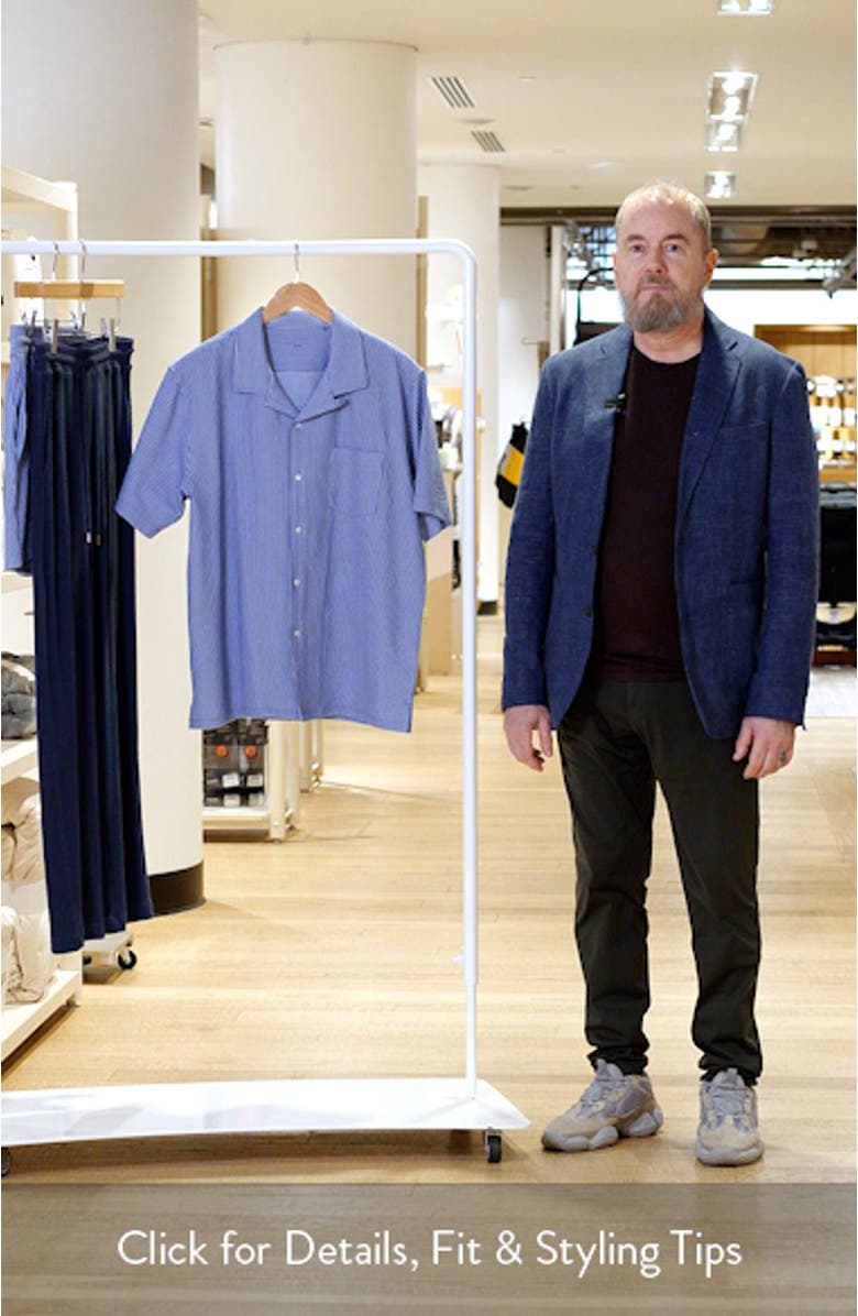 Pinstripe Seersucker Pajama Camp Shirt, sales video thumbnail