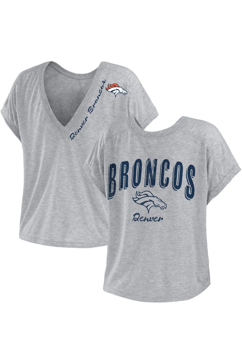 Women's WEAR by Erin Andrews Heather Gray Denver Broncos Reversible T-Shirt, Alternate, color, Heather Gray