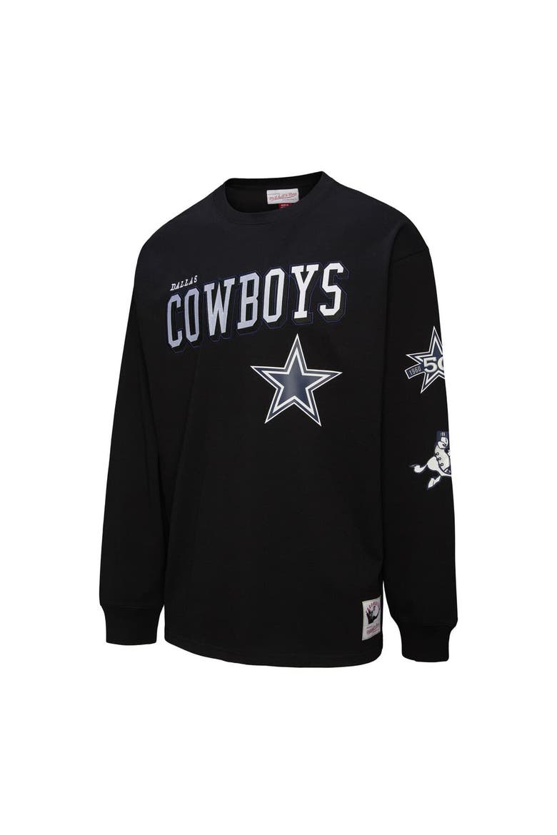 Men's Mitchell & Ness  Black Dallas Cowboys Training Camp Vintage Logos Long Sleeve T-Shirt, Alternate, color, Black