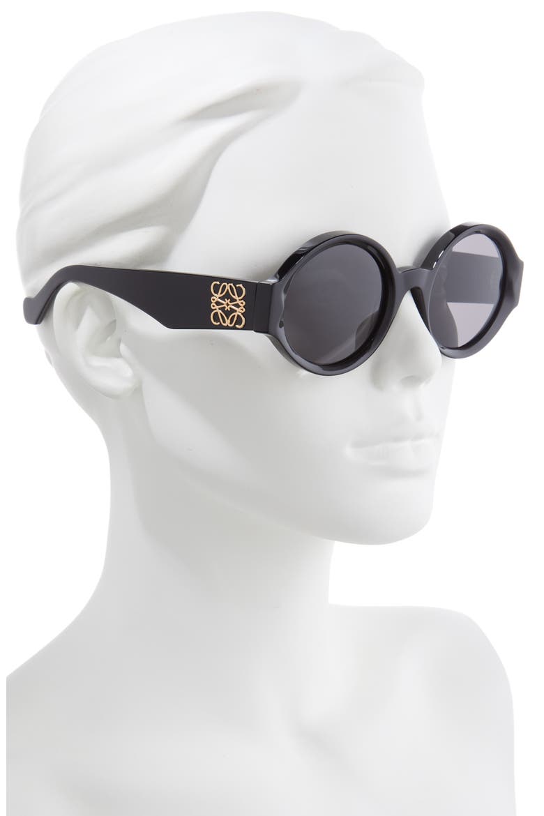 53mm Round Sunglasses, Alternate, color, BLACK/ SMOKE