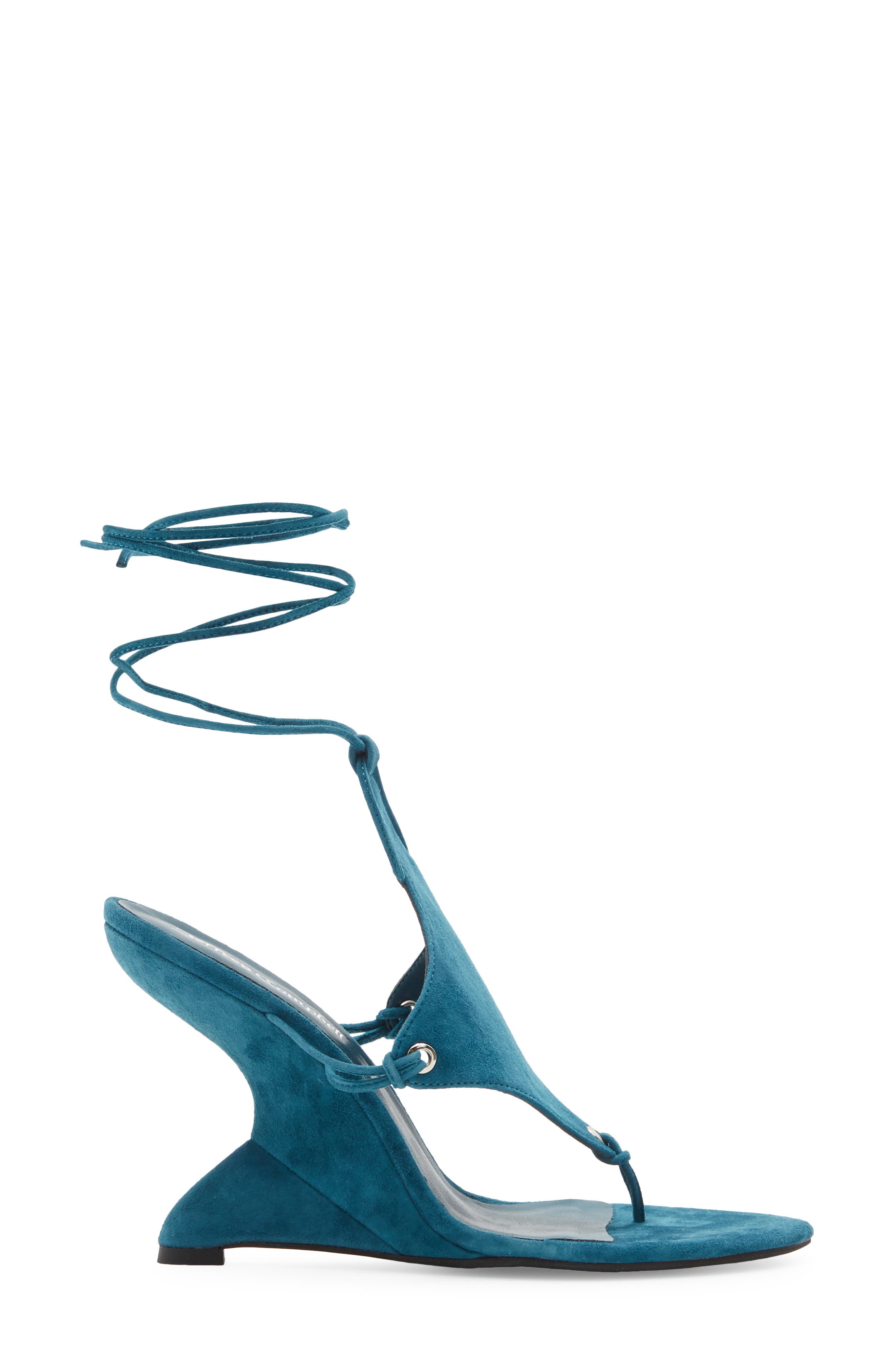 Pachouli Ankle Wrap Wedge Sandal, Alternate, color, DUSTY TURQUOISE SUEDE