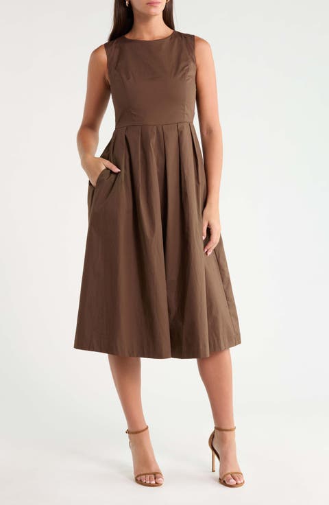 Emily Pleated Cotton Midi Dress