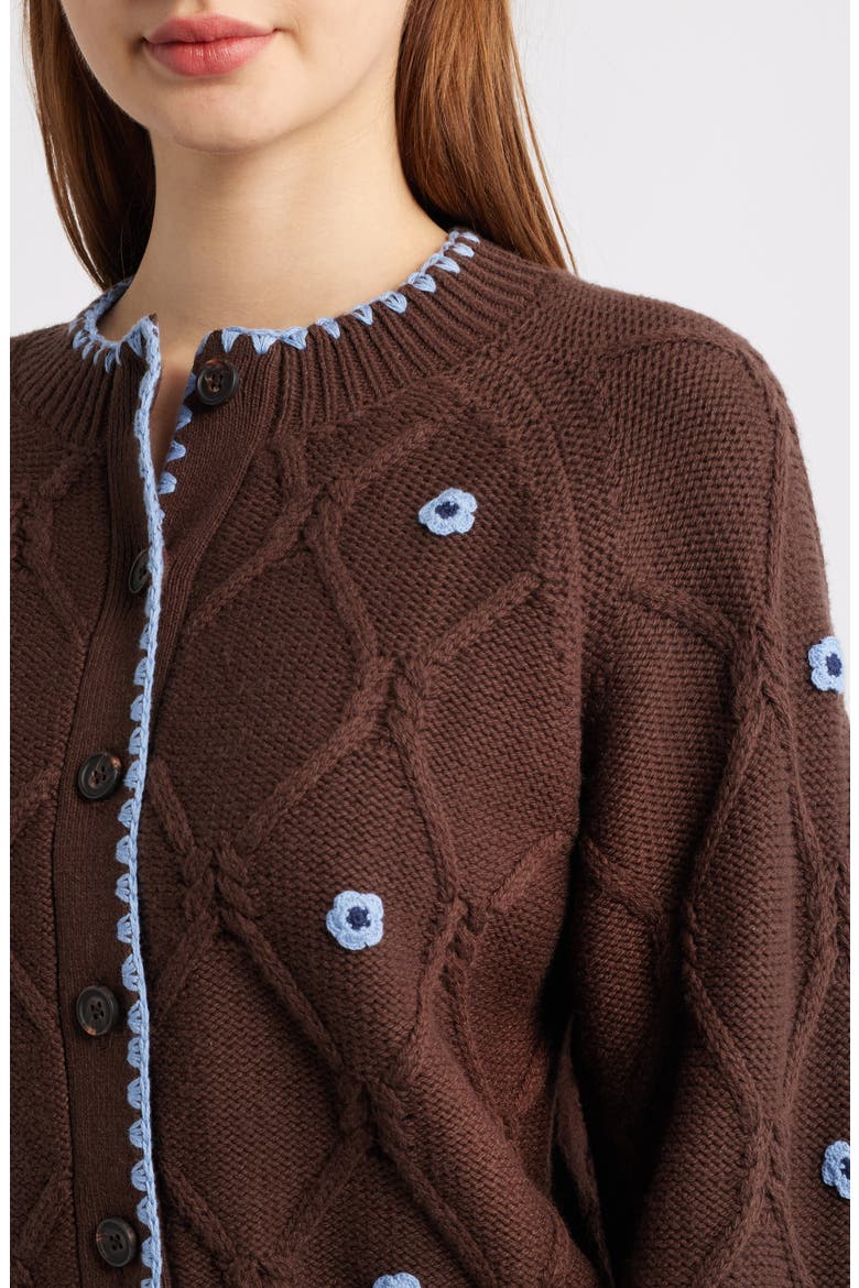 Laurie Floral Stitch Cardigan, Alternate, color, WALNUT DAISY