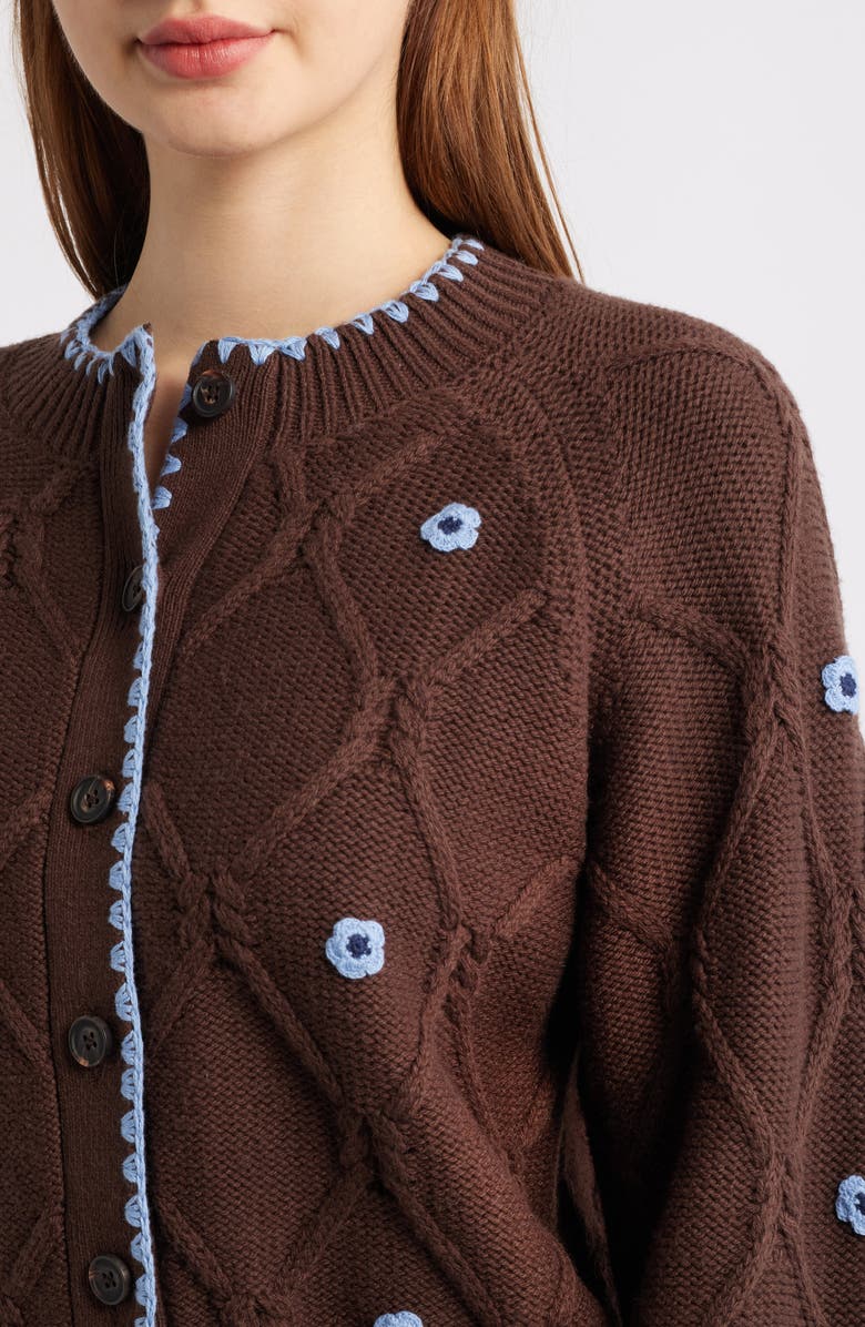Rails Laurie Floral Stitch Cardigan, Alternate, color, Walnut Daisy