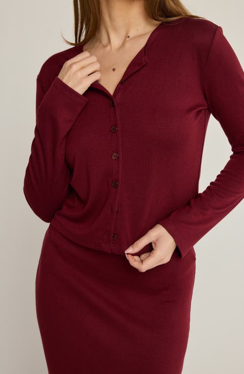 Sunday Ritual Crop Cardigan In Burgundy