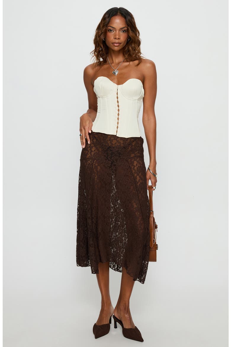 Afelia Lace-Up Strapless Corset Top, Alternate, color, WHITE