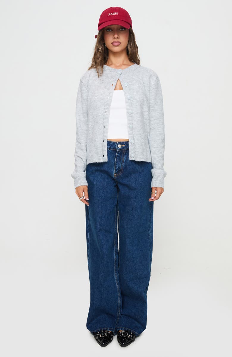 Princess Polly Denmark Crewneck Cardigan, Alternate, color, Grey