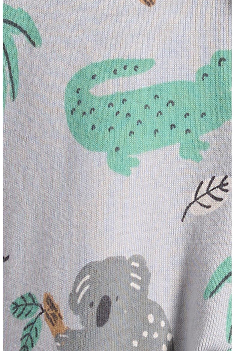 Print Organic Cotton Zip Footie, Alternate, color, SAFARI